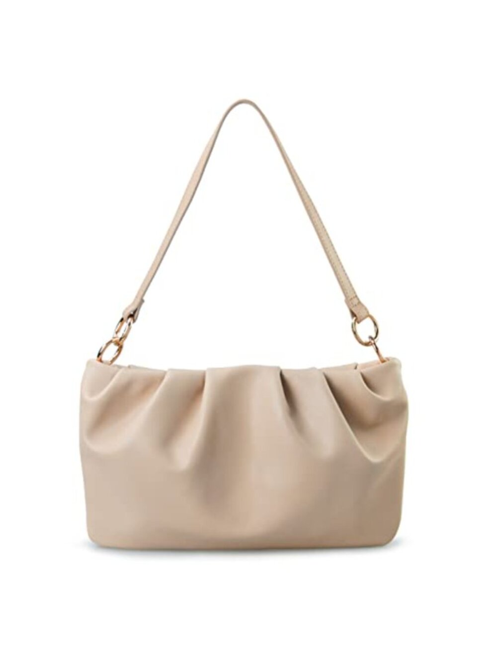 Ruched Hobo Shoulder Bag Faux Leather Convertible Crossbody Clutch